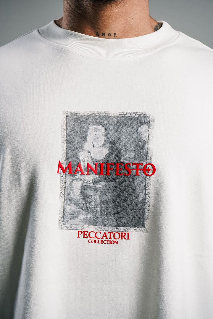 Camiseta Oversize Monja de Rodillas Vainilla