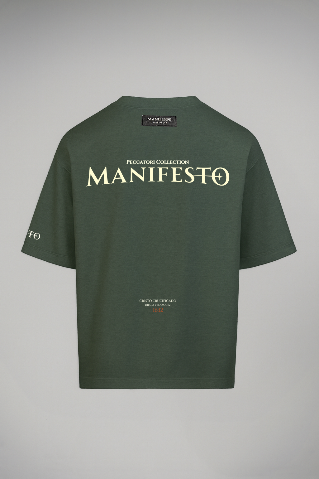 Camiseta Oversize Cristo Crucificado Verde Pino